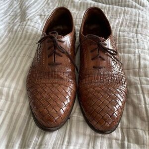 San Remo | Vintage woven brown oxfords dress shoes Handmade in Italy sz 8.5 9